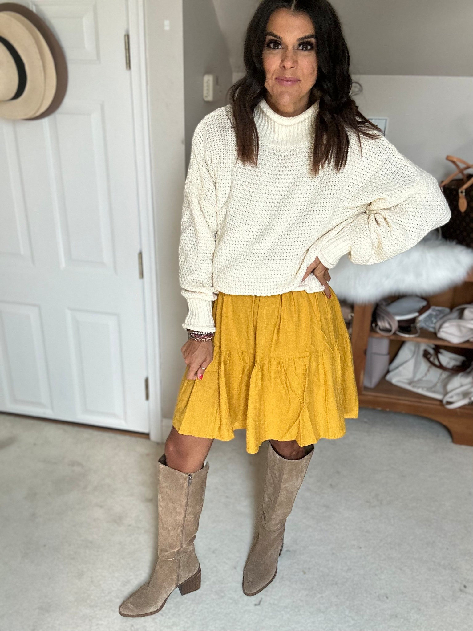 Size small in sweater- linked similar dress and boots

#LTKFindsUnder100 #LTKSeasonal