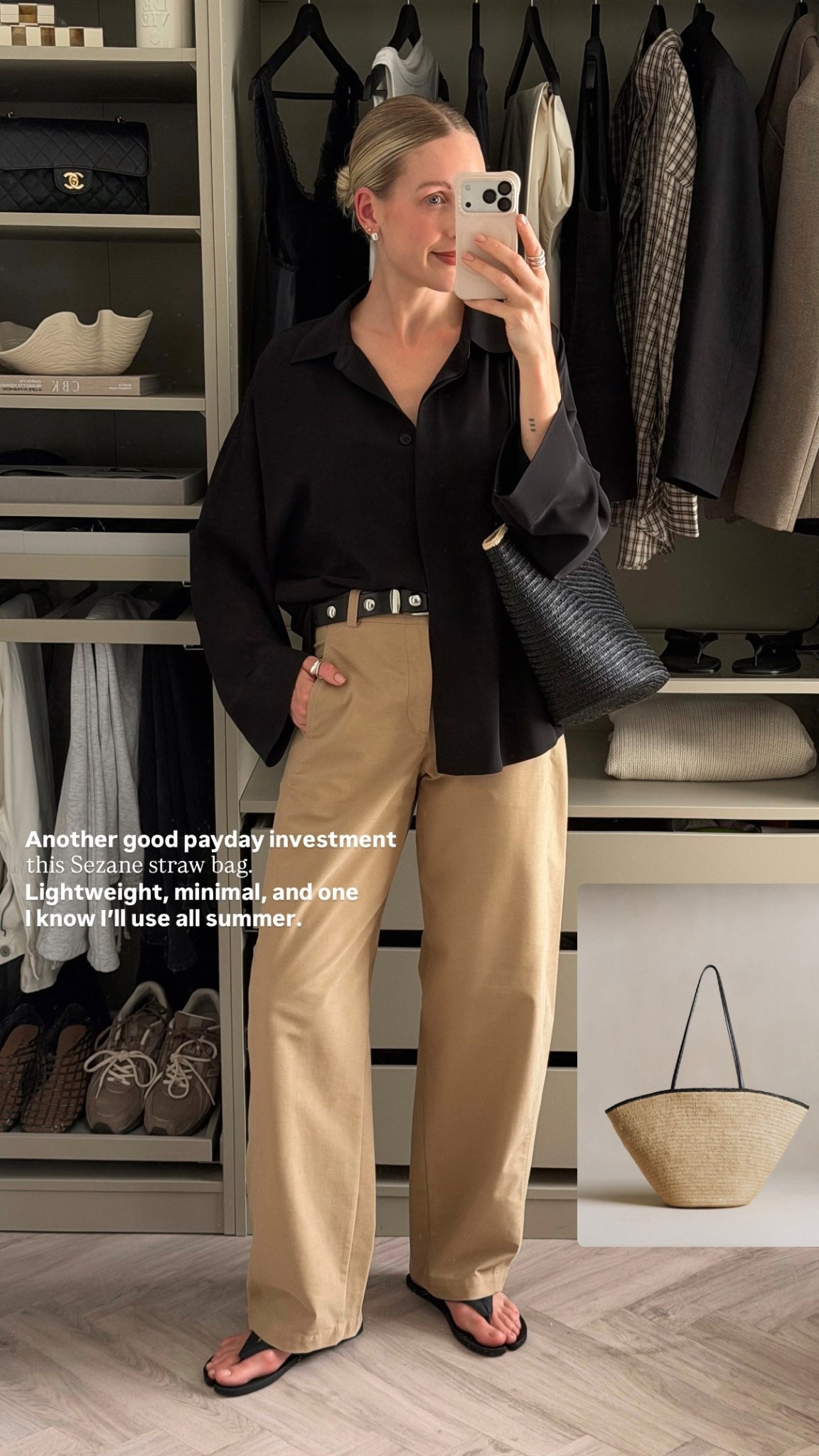 Payday weekend recommendation: the Sezane straw basket tote bag


Holiday bag, Beige cargo trousers, Studded belt, Black silk shirt, fashion flip flop, Minimal outfit, Spring outfit 



#LTKspring #LTKbag #LTKuk