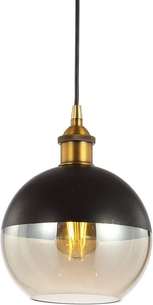 JONATHAN Y JYL3513A Nixon 7.5" Adjustable Drop Globe Metal/Glass LED Pendant Contemporary Transit... | Amazon (US)