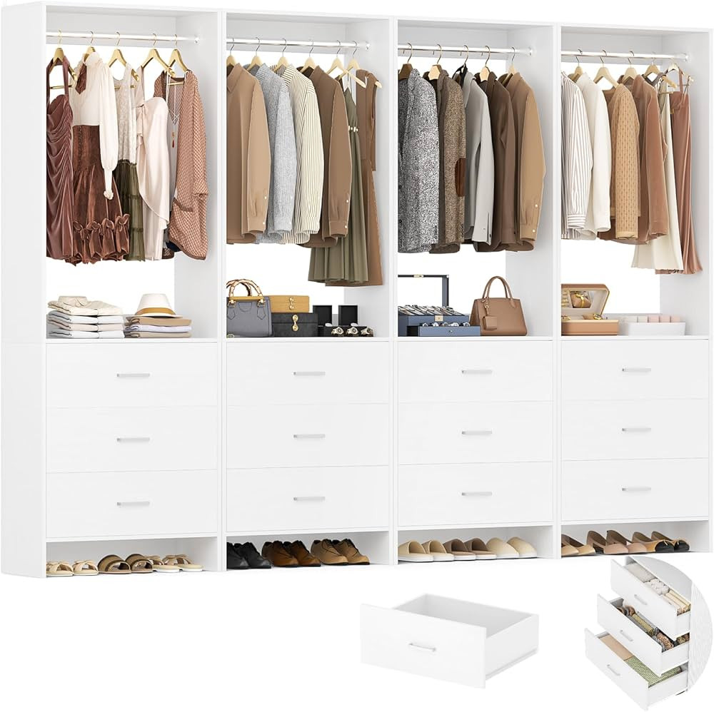 Aheaplus Closet System Closet Organizer, Wood Closets Organizer System, Walk-in Closet or Wardrob... | Amazon (US)