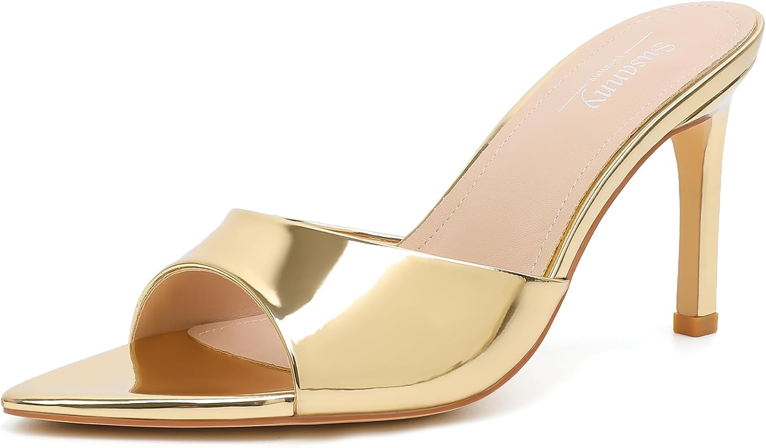 Susanny Women's Sandals Heels Mule High Heels Pointed Open Toe Sandals Sexy Slip on Heeled Summer... | Amazon (US)