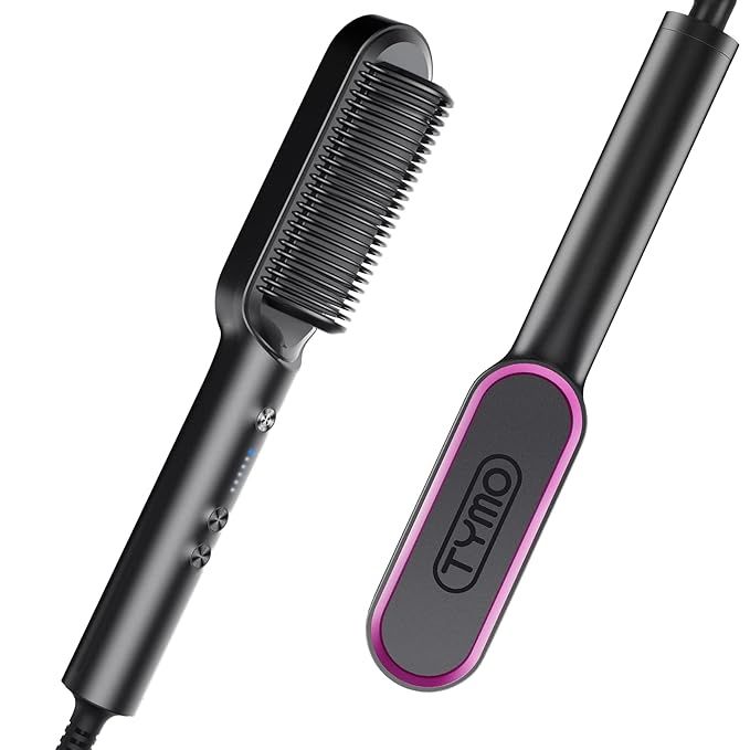 Hair Straightener Comb Matte Black, TYMO Hair Straightener Brush Straightening Comb for Women wit... | Amazon (US)