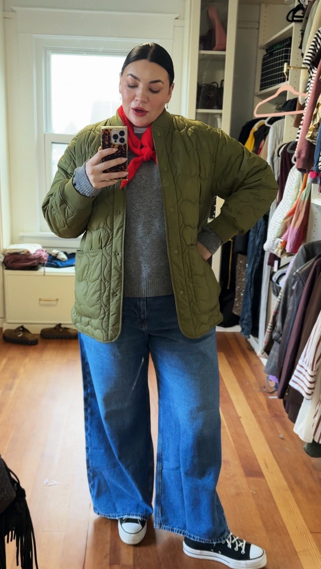 Proud of myself for making this outfit with so few things that fit right now!

I sized up in these jeans, if low rise isn’t your thing they also come in a high rise. I just love how soft and stretchy the fabric is while still looking like a true pair of denim 



#LTKgrwm #LTKBump #LTKMidsize