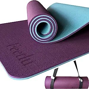 Feetlu Yoga Mat Thick with Strap, 2/5 Inch (10MM) - Extra Thick Yoga Mat Non Slip Workout Mat Dou... | Amazon (US)