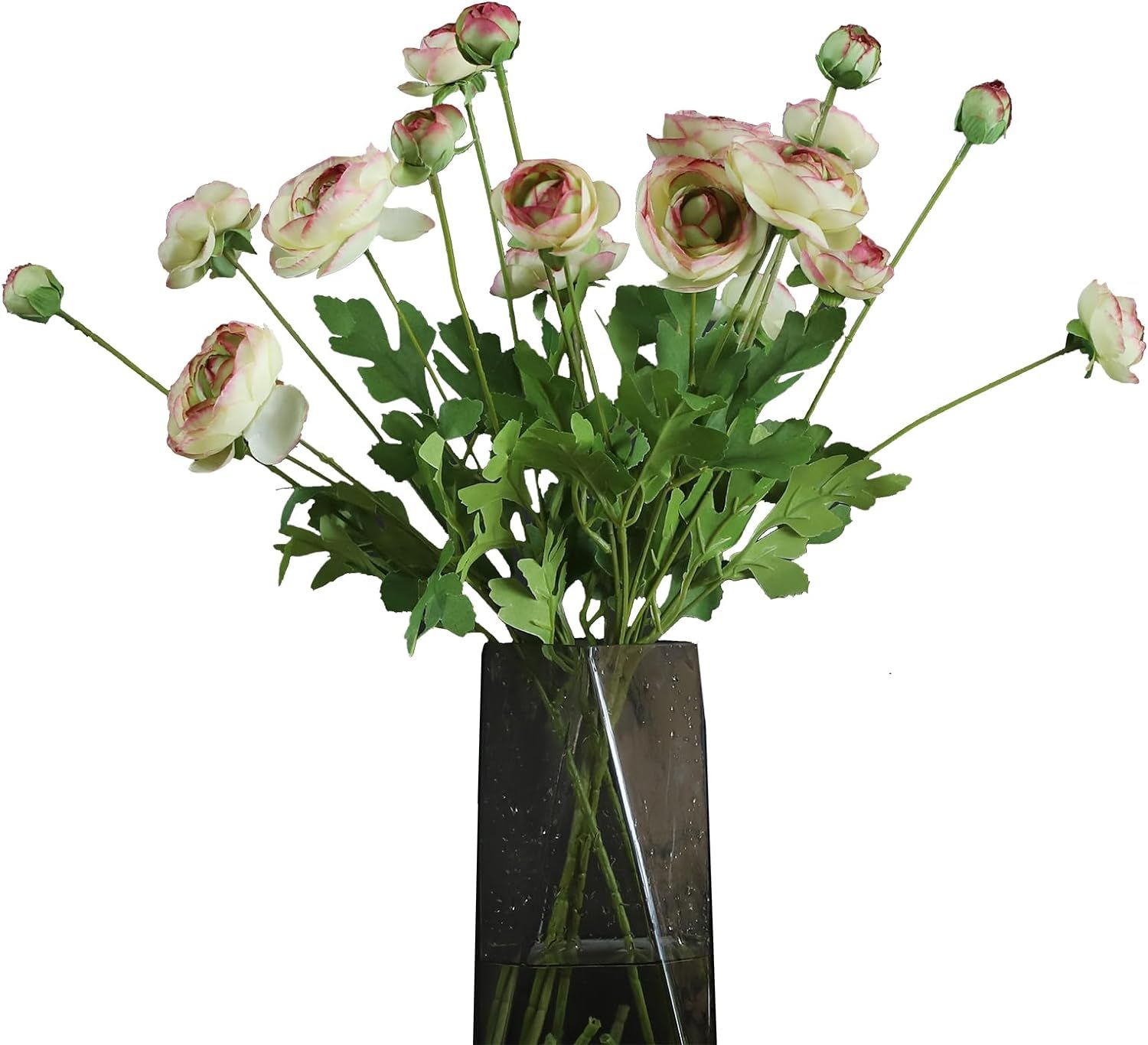 GLSATEMAN Artificial Silk Flowers Persian Buttercup Bicolor Ranunculus Flower 5 Pcs,Suitable for ... | Amazon (US)