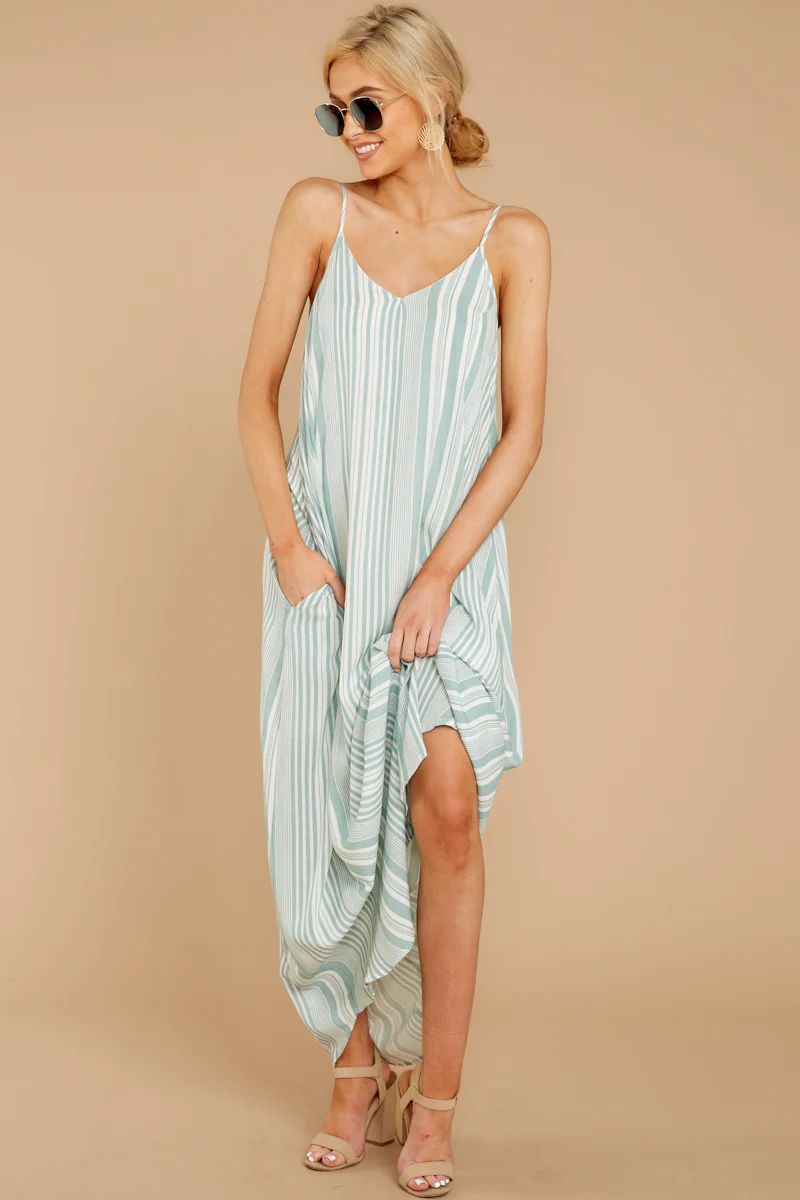 Could You Forget Sage Stripe Maxi Dress | Red Dress 