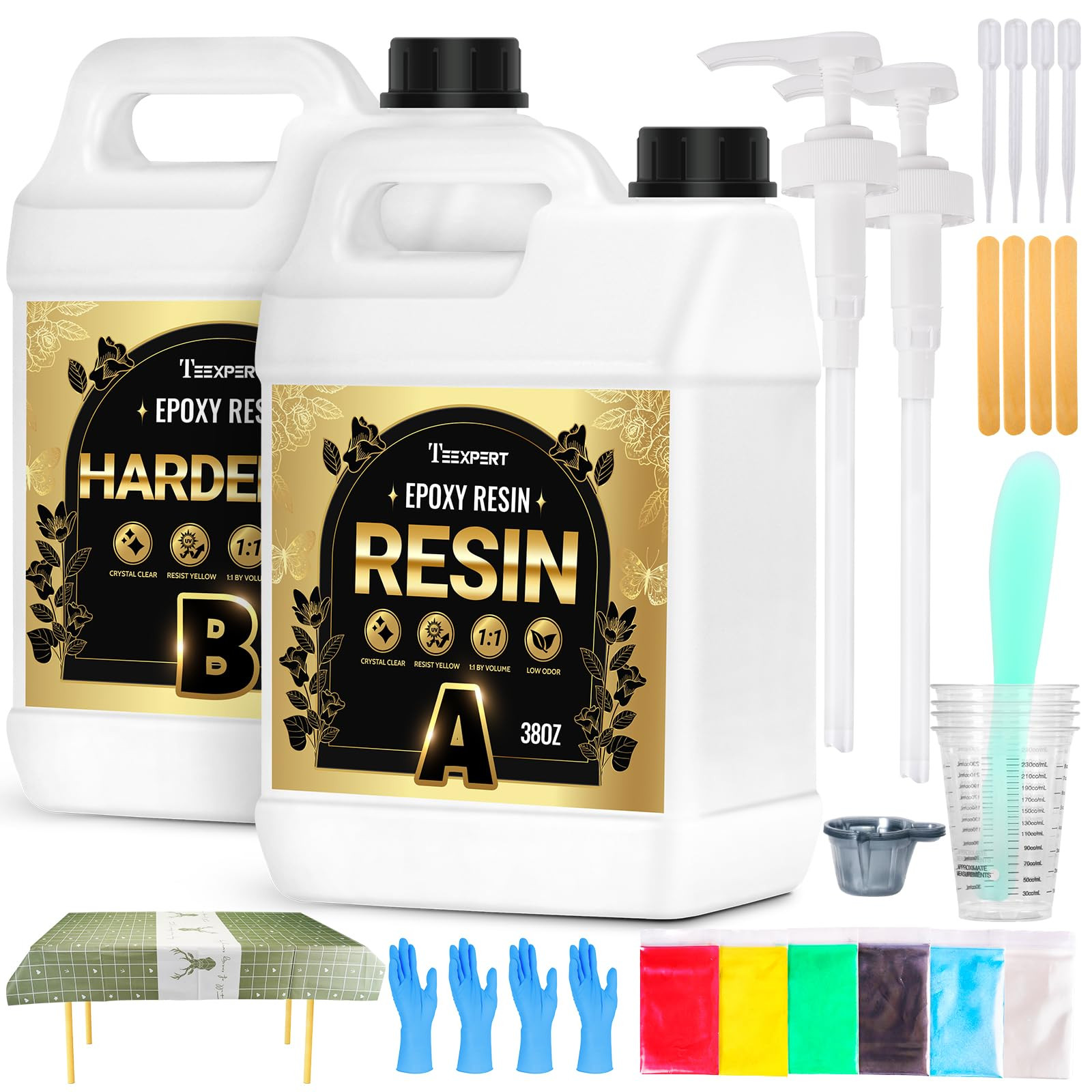 Teexpert Epoxy Resin Kit: 76OZ Casting Resin Crystal Clear Yellow Resistant Self Leveling for Art... | Amazon (US)