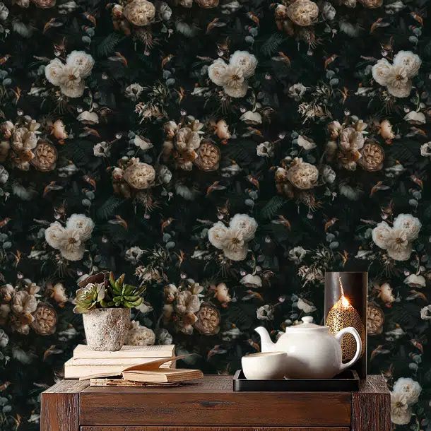 Maxden Peel & Stick Wallpaper Black Floral Roll | Wayfair North America