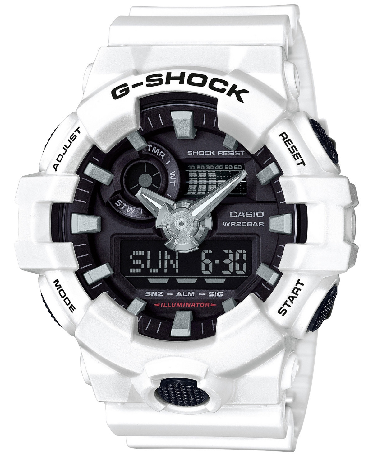 G-Shock Men's Analog-Digital White Resin Strap Watch 54mm GA700-7A - White/Black | Macy's