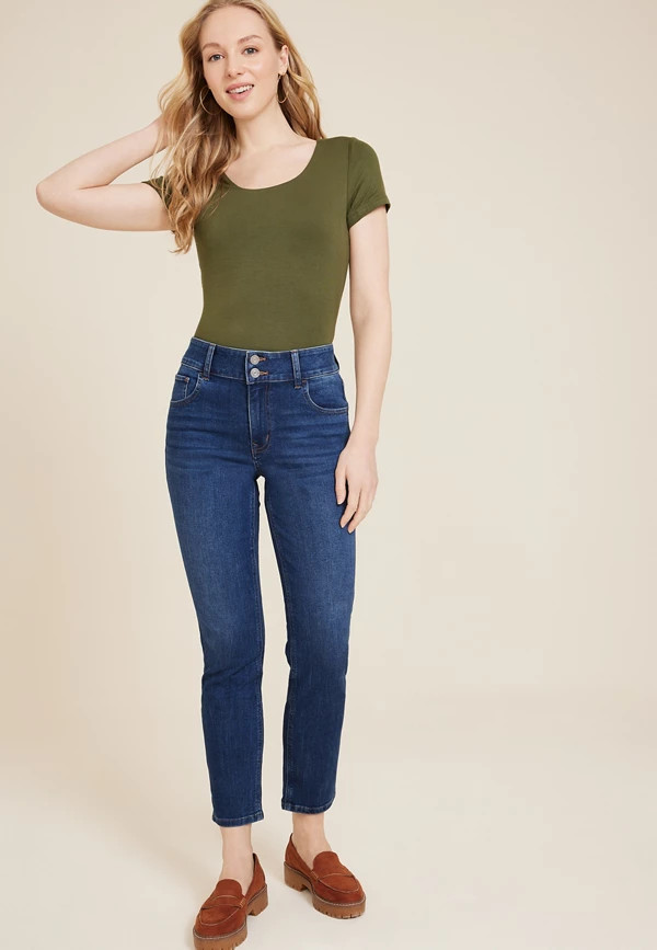 m jeans by maurices™ Dark Mid Rise Slim Straight Ankle Jean | Maurices