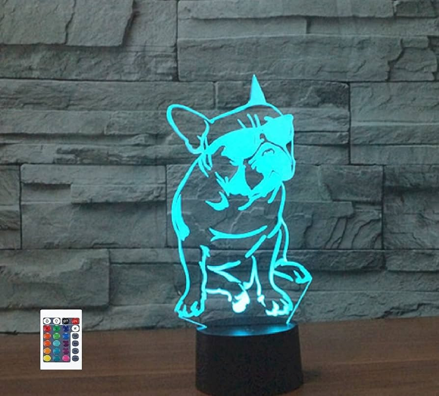 3D French Bulldog Remote Control 16 Color Night Lights Illusion LED Table Bedside Lamp Bedroom De... | Amazon (US)