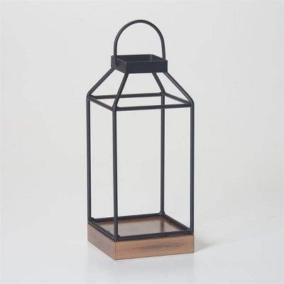 10" Mallory Metal Outdoor Lantern with No Glass Black - Smart Living | Target