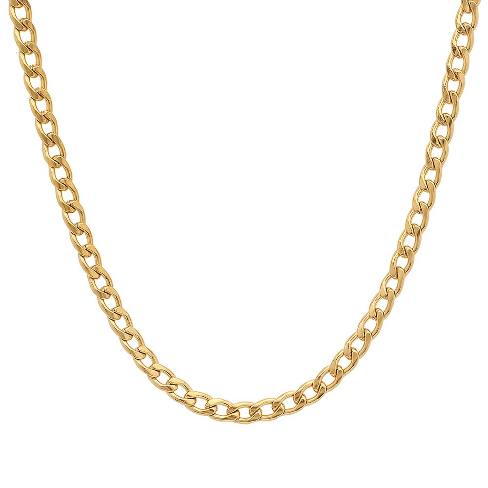 Steeltime Stainless Steel Cuban Chain Necklace (Gold) | Bed Bath & Beyond