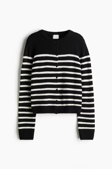 H & M - Knit Cardigan - Black/Striped | H&M (US + CA)