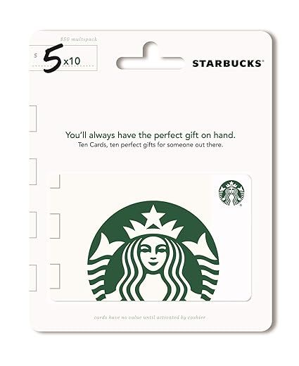 Starbucks $5 Gift Cards (10-Pack) | Amazon (US)