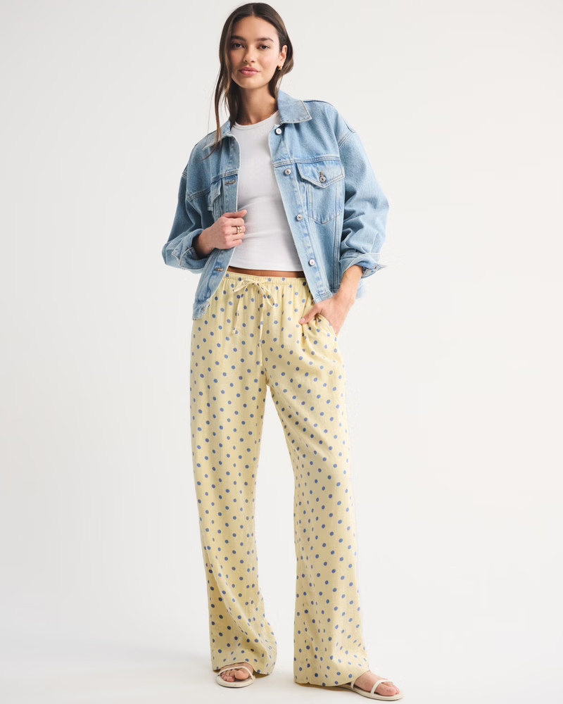 Linen-Blend Pull-On Pant | Abercrombie & Fitch (US)