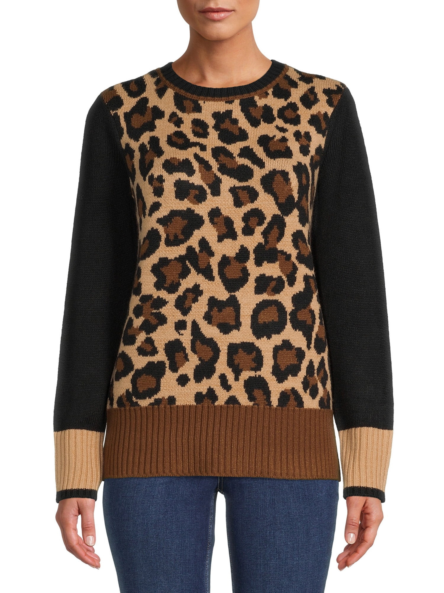 BeachLunchLounge Women's Leopard Pullover Sweater - Walmart.com | Walmart (US)
