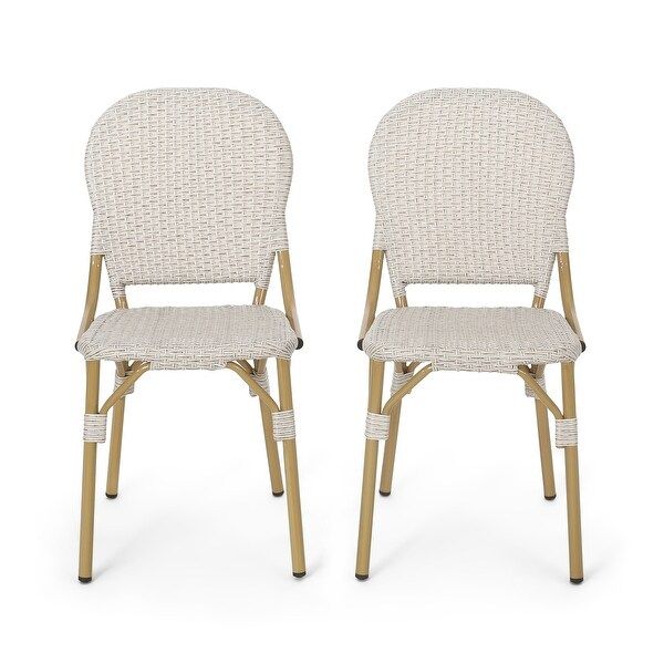 Arthur Outdoor Aluminum French Bistro Chairs (Set of 2) by Christopher Knight Home - 17.75" L x 2... | Bed Bath & Beyond