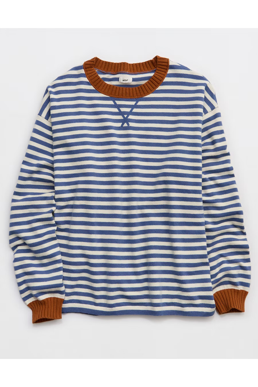 Aerie Sunday Soft Crew Sweater Women's Marbled Blue S | Aerie