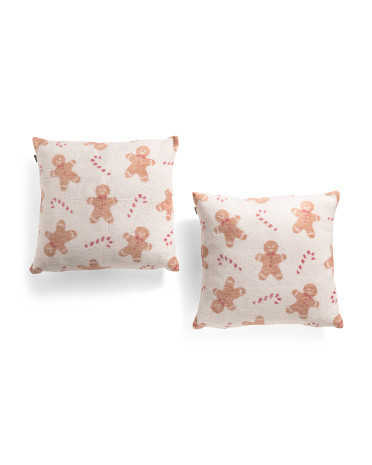 Made In Portugal 2pk 20x20 Gingerbread Candy Cane Pillows | TJ Maxx