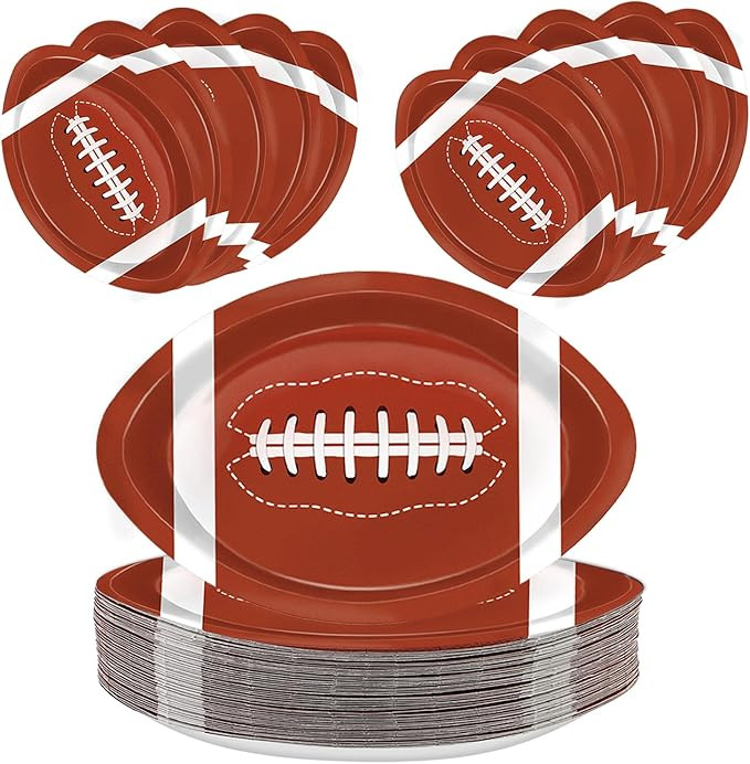 50pcs Football Shaped Paper Plates - Football Party Supplies for Tailgate & Gameday Decorations | Amazon (US)
