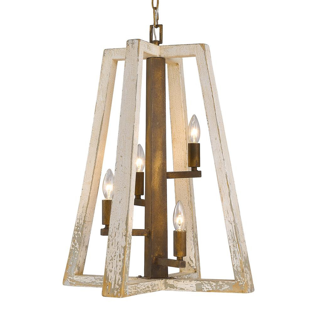 Golden Lighting Pilar 4-Light Burnished Chestnut Pendant-0810-4P BC - The Home Depot | The Home Depot