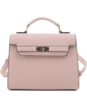 EVVE Women's Top Handle Satchel with Detachable Strap Small Pebbled Leather Crossbody Bag | Amazon (US)