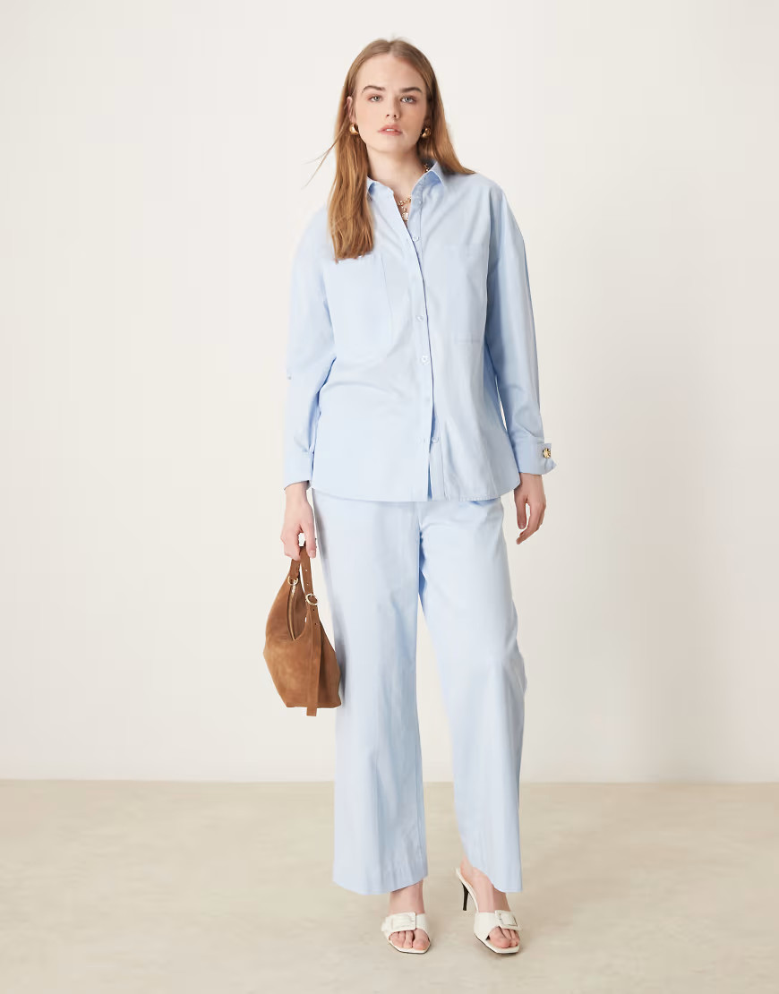 Pretty Lavish cotton relaxed trouser co-ord in blue | ASOS (Global)