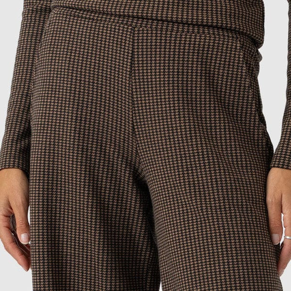 Keller Wide Leg Pant - Brown Mini Houndstooth | Saint + Sofia