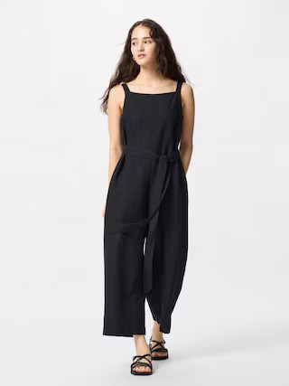 Women's Linen Blend Jumpsuit Black Small UNIQLO US | UNIQLO (US)