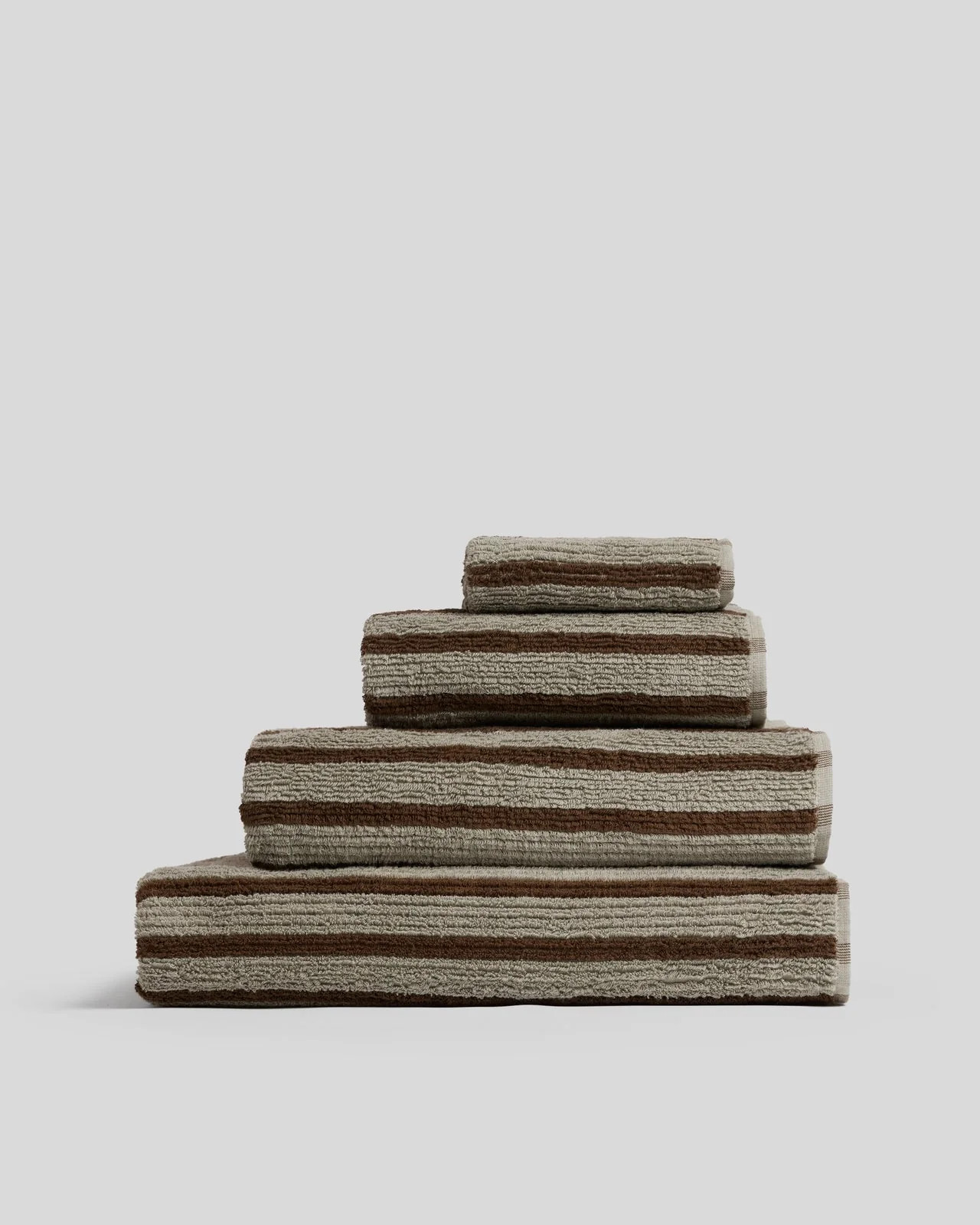 Organic Resort Stripe Towels (Moss with Java) | Parachute