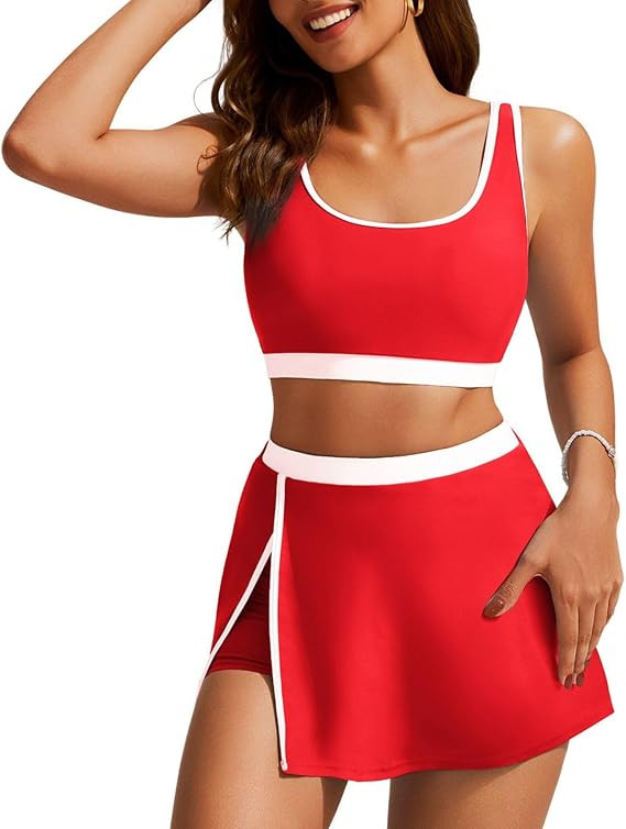 Hanna Nikole High Waisted Bikini Sets for Women, Color Block Bikini with Sports Bra, Side Split S... | Amazon (US)