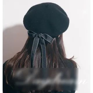 Bow-Accent Beret Black - One Size | YesStyle Global