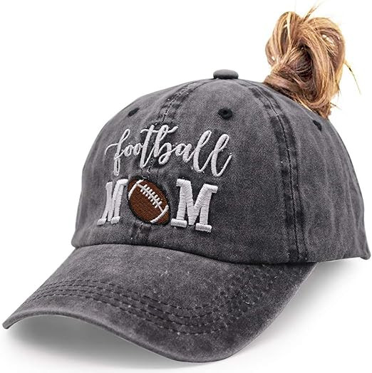 Baseball Mom Ponytail Baseball Cap Messy Bun Vintage Washed Distressed Twill Plain Hat for Women | Amazon (US)