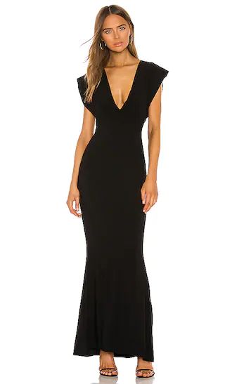 X REVOLVE V Neck Rectangle Gown in Black | Revolve Clothing (Global)