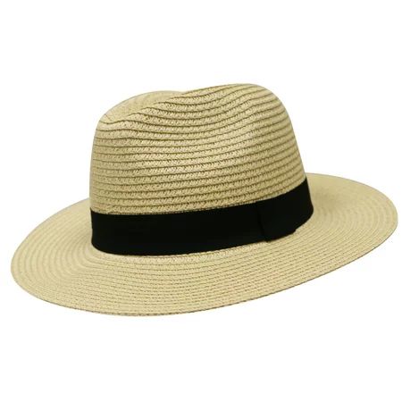 City Hunter Pms580 Women Panama Straw Floppy Fedora Hat - Natural | Walmart (US)