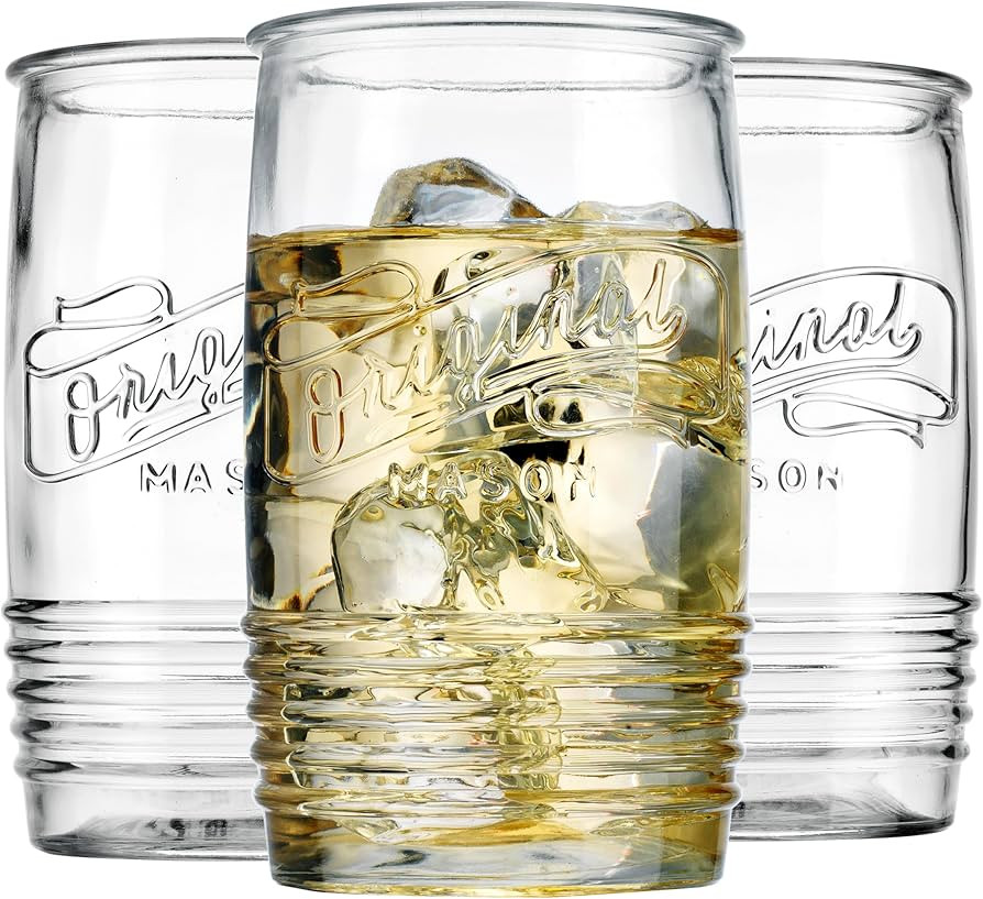 Glaver's Set of 8 Tumbler Glass Cups 20 OZ Mason Stemless Tall Drinking Glasses For Everyday Use,... | Amazon (US)