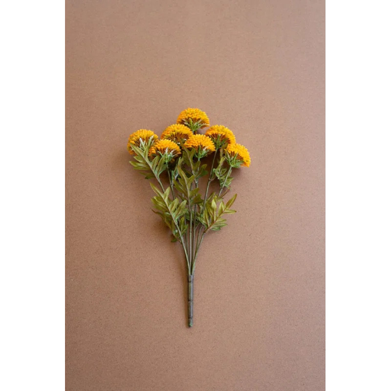 Bundle of 7 Artificial Mustard Ball Dahlias 18" Faux Flowers, Set Of 6 | Wayfair North America