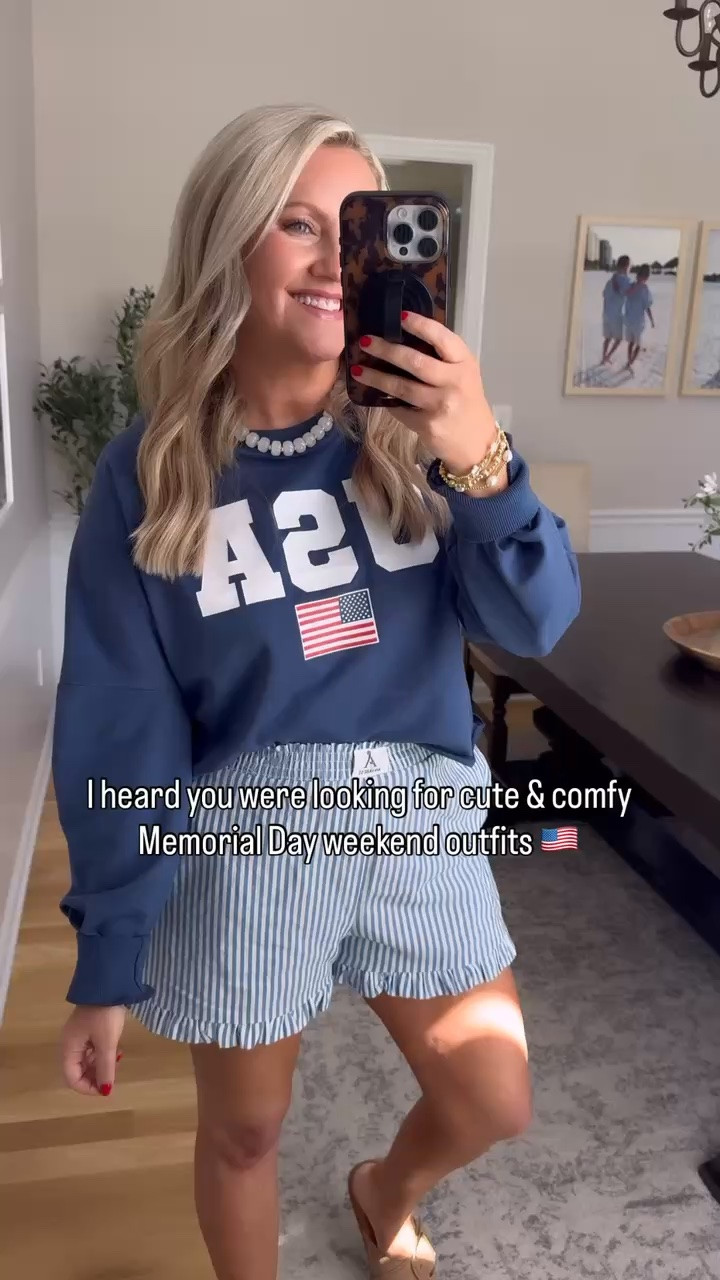 TRENDING! Cute, comfy, and patriotic is basically the dress code for Memorial Day weekend 🇺🇸 These easy outfits are perfect for everything from cookouts to lake days to relaxing with family, and I love that they still feel put together without trying too hard.

memorial day outfit ideas, patriotic summer outfits, cute and comfy outfit, usa sweatshirt outfit, casual holiday style, fourth of july fashion, americana outfit inspiration, easy summer looks, weekend outfit ideas, comfy casual fashion, red white and blue style, amazon fashion finds, lovelylifestyling

#LTKSeasonal #LTKootd #LTKTravel