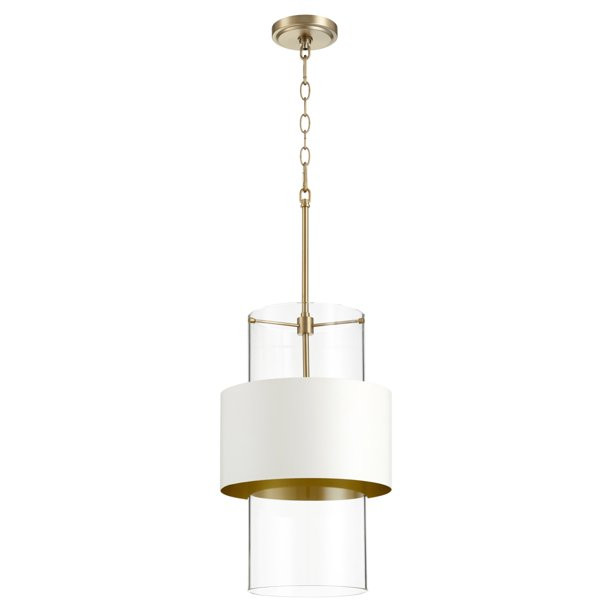 Quorum International 8013 12" Wide Pendant - Studio White / Aged Brass | Walmart (US)