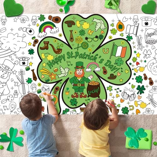 OHOME St Patrick's Day Giant Coloring Poster/Tablecloth - 72×30 Inch St Patricks Day Crafts for ... | Amazon (US)