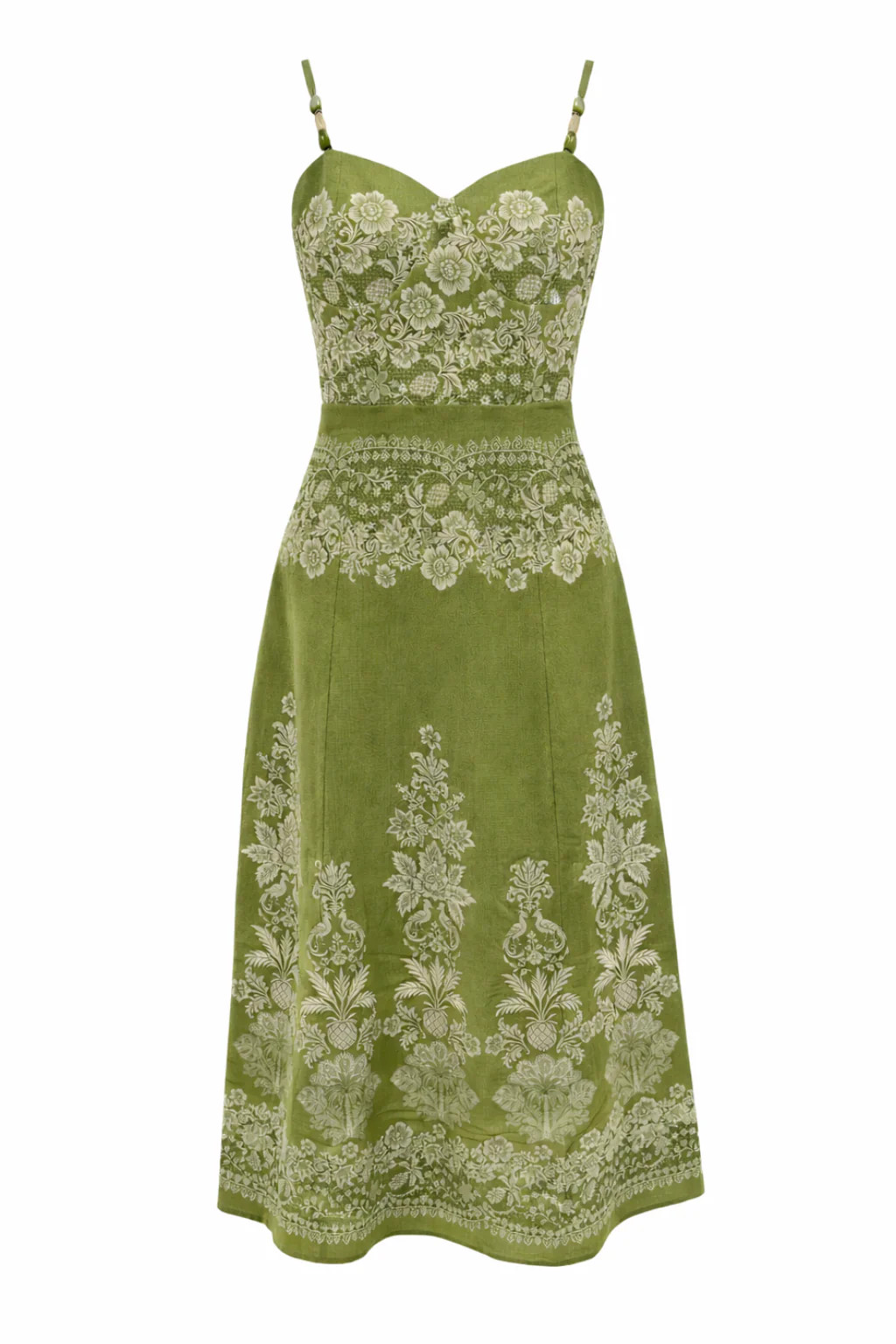 Junie Green Ivory Lace Floral Midi Dress | Anna Cate Collection