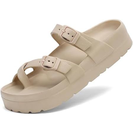 Women's Platform Sandals with Arch Support Comfortable Foam Slides Lightweight Thick Soles | Adju... | Amazon (US)