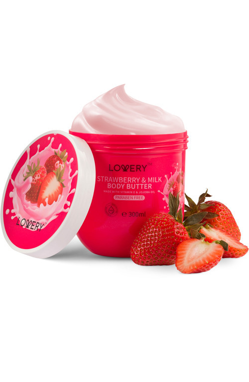 Lovery Ultra-Hydrating Shea Butter Body Cream in Strawberry Milk at Nordstrom | Nordstrom