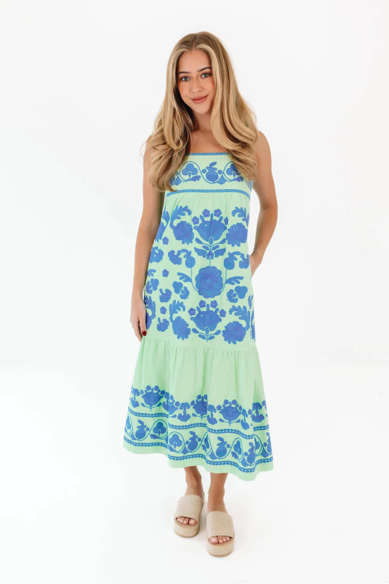 The Landon Midi Dress - Green | The Impeccable Pig