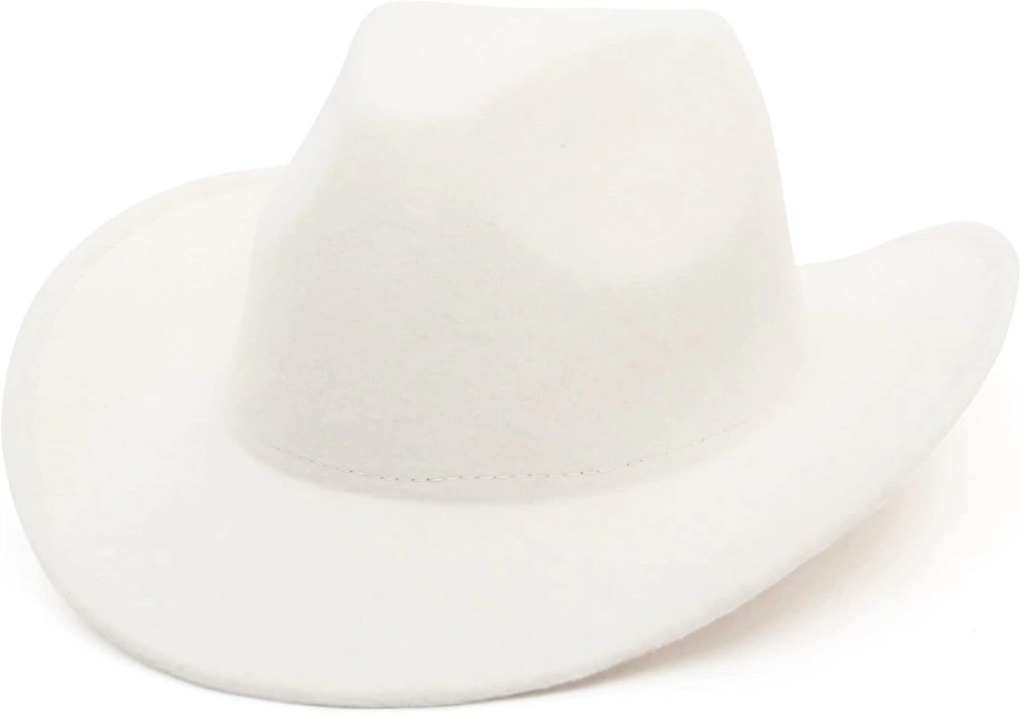 Wool Cowboy Cowgirl Hat for Men Women Classic Roll Up Brim Fedora Cowgirl Hat Western Cowboy Hat | Amazon (US)