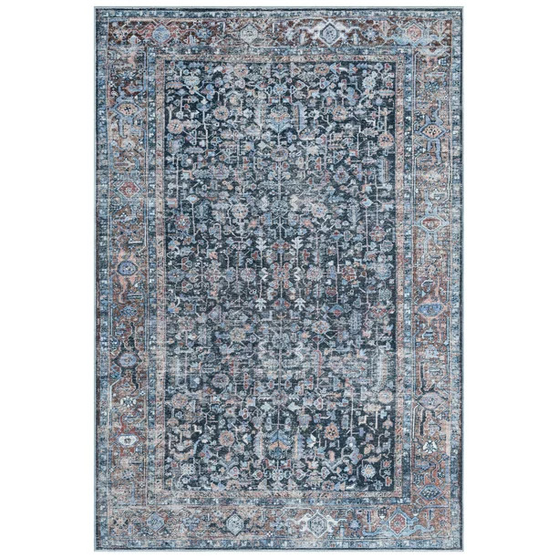 Everwash Callaghan Edith Distressed Vintage Machine Washable Area Rug 6'6"x9'2", Blue - Walmart.c... | Walmart (US)