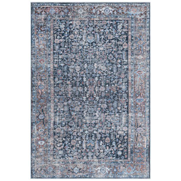 Everwash Callaghan Edith Persian Machine Washable Area Rug, 5'2"x7'2", Blue/Brown/Ivory - Walmart... | Walmart (US)