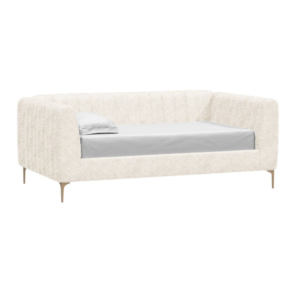 Avalon Channel Stitch Upholstered Daybed, Twin, Bunny Fur Ivory | Pottery Barn Teen