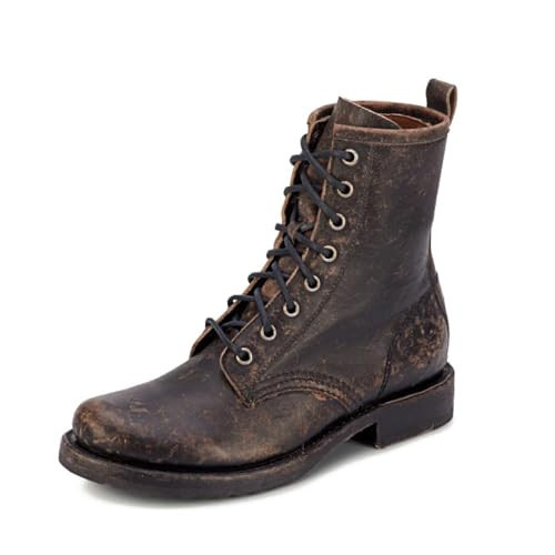 Frye Veronica Women’s Combat Boots Crafted from Hand-Burnished Vintage Italian Leather with Goodyear Welt Construction and Leather Lining – 6 ¾” Shaft Height,Black (Toga Leather) - 5.5M | Amazon (US)